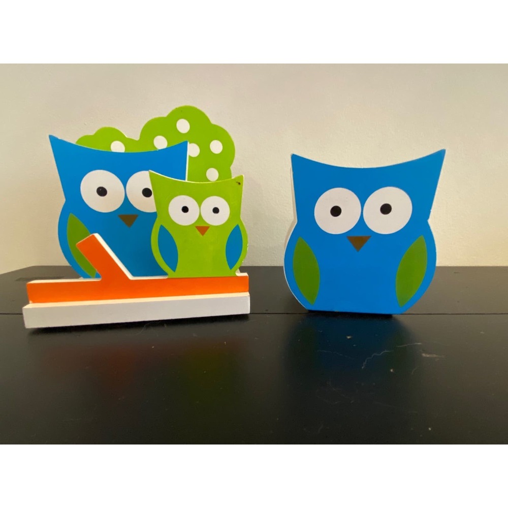 ADORABLE OWL FAMILY DESK SET, 2 Pieces